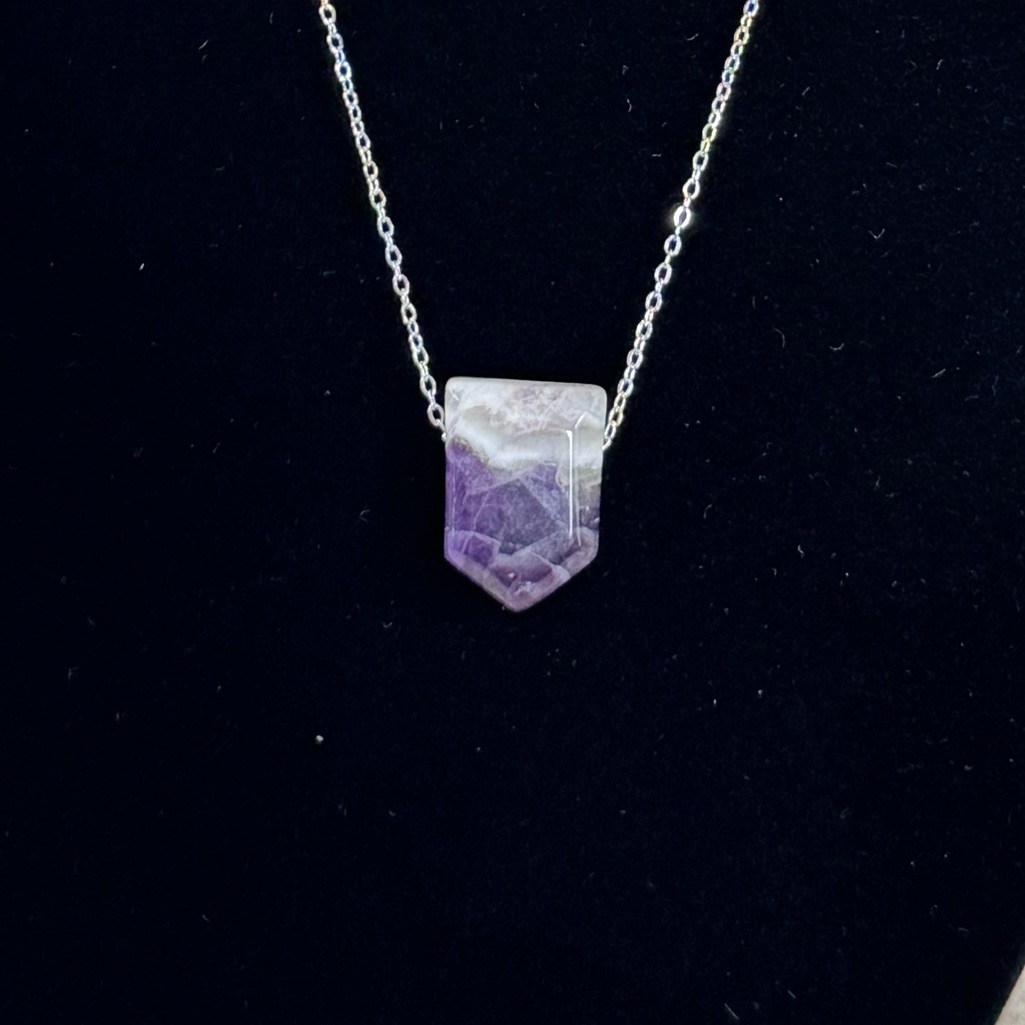 Chevron Amethyst Necklace Dream Crystal Healing Energy Cleansing Protection